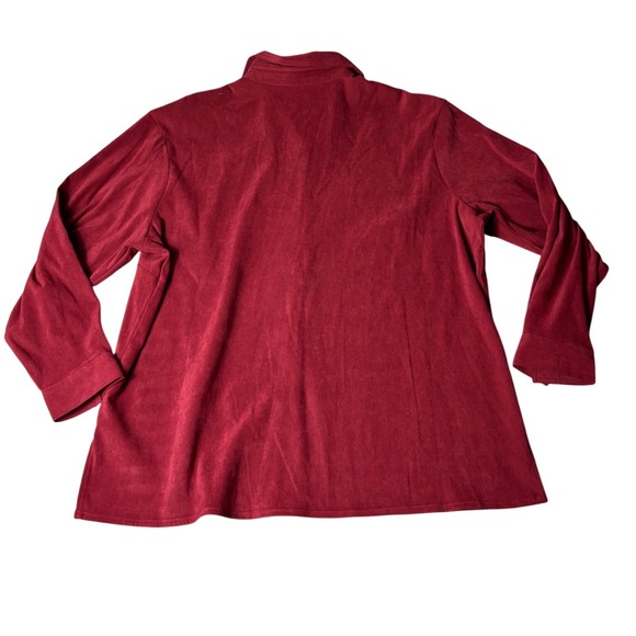 Passports Woman 2X Red Stretch Tunic Top Button Up Shirt Blouse Plus Size - Picture 5 of 5